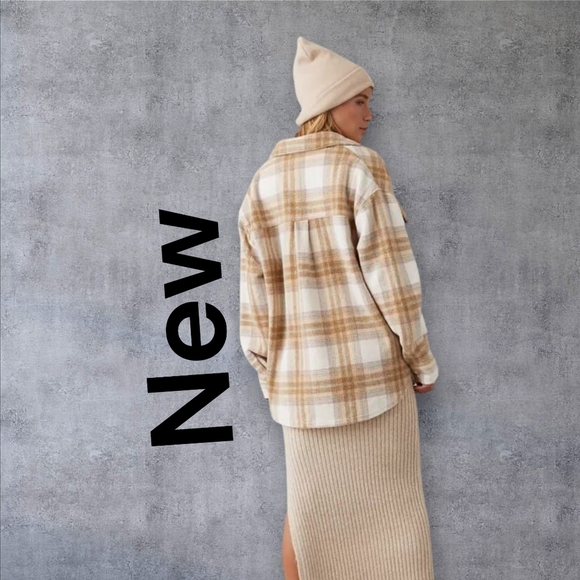 New! American Eagle Oversized Plaid Shacket XL – Cozy Classic Fleece - Picture 3 of 12